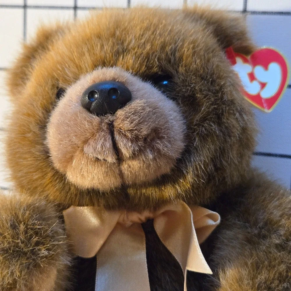 Vintage 1998 Ty‎ McGee Teddy Bear Plush With yellow Ribbon 9